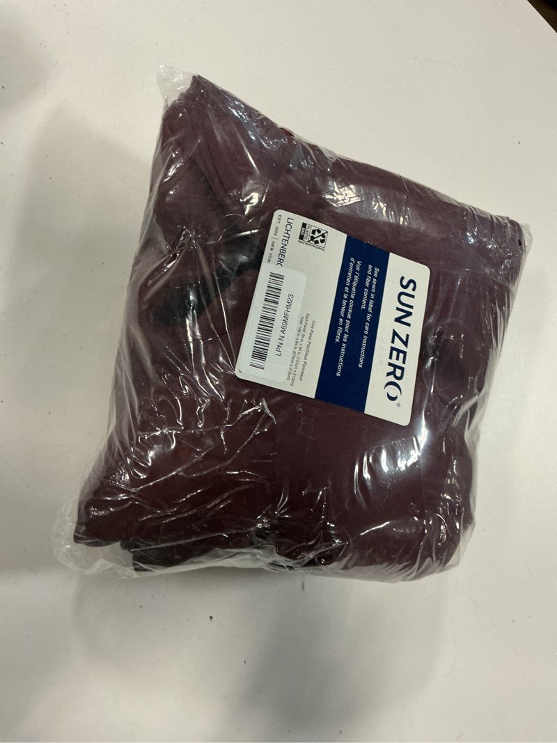 Condition photo showing Good Condition for Sun Zero Soho 2-Pack Energy Saving Noise Reducing Blackout Grommet Curtain Panel Pair, Merlot Red, 54" W x 96" L (2 Panels) 2 Merlot Red 54"W x 96"L (Pack of 2)