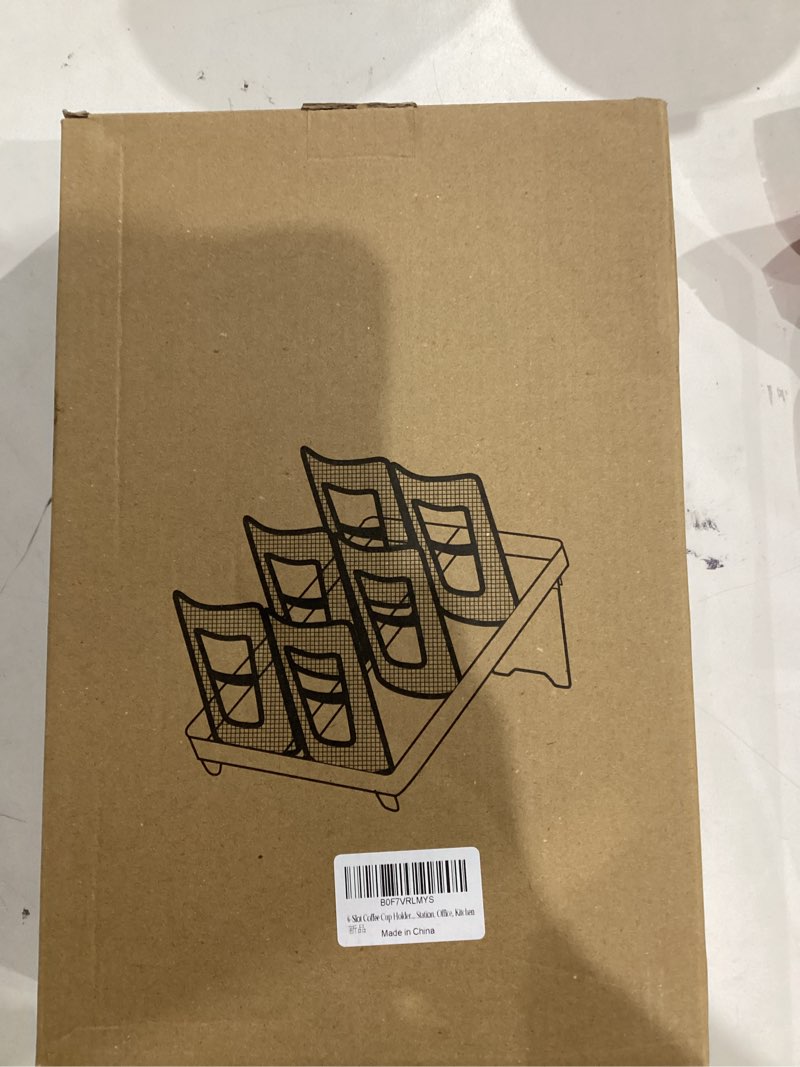 Condition photo showing New/Like New for Paper Cup Dispenser, Cup and Lid Holder with 6 Slots, Disposable Coffee Cup Storage Organizer for Countertop, Office, Home, Breakroom, Restaurant, Coffee Station (Black)