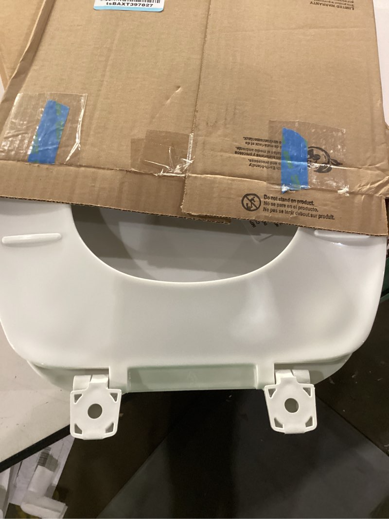 Condition photo showing As Is for bemis 170 000 toilet seat, elongated, plastic, white