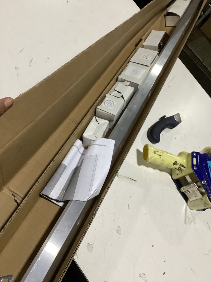 Condition photo showing As Is for 30" bifold door hardware kit for 2 doors,aluminum sliding barn door hardware top mounted for bathroom, bedroom, storeroom, living room 30"-2 doors