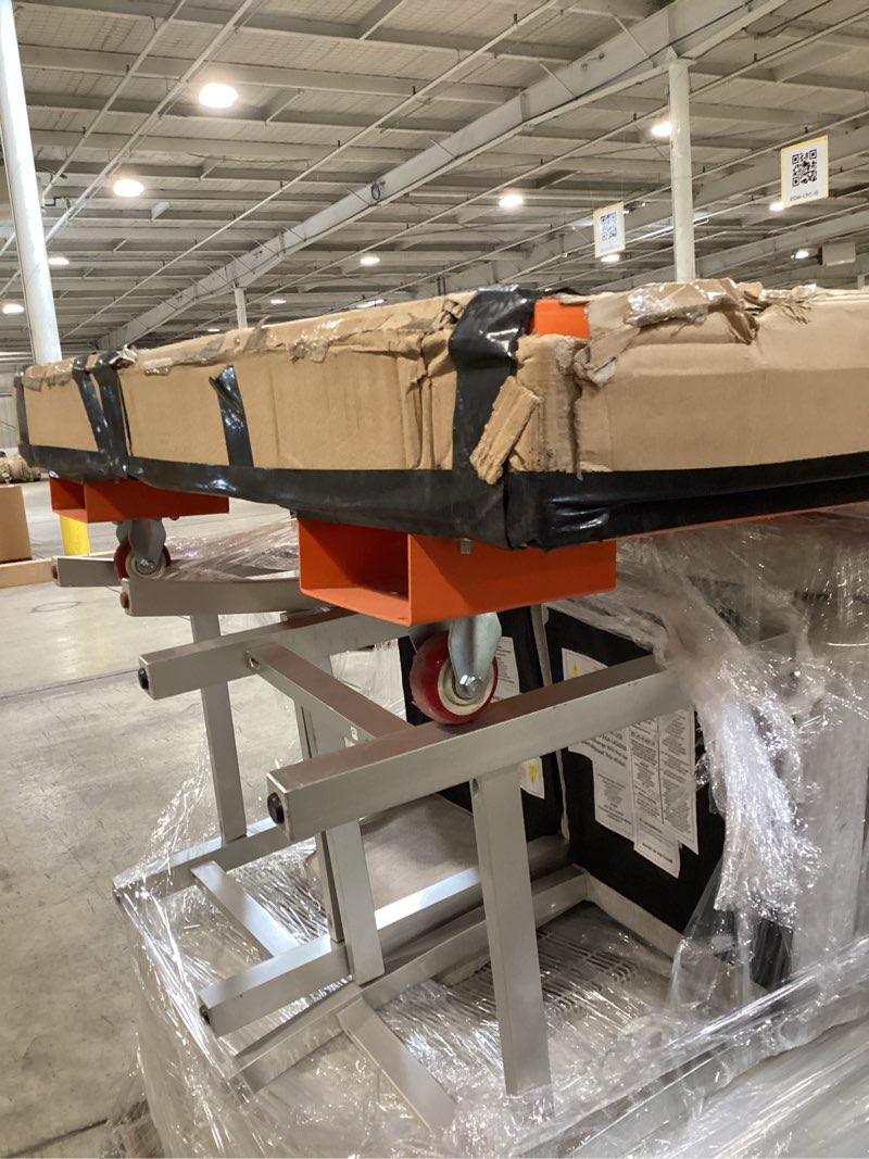 Condition photo showing Good Condition for forklift safety cage, 43 in x45 in forklift man basket,1800 lbs forklift work platform with safety harness & lock,forklift aerial platform 2-man collapsible lift basket for lifting loader (orange)