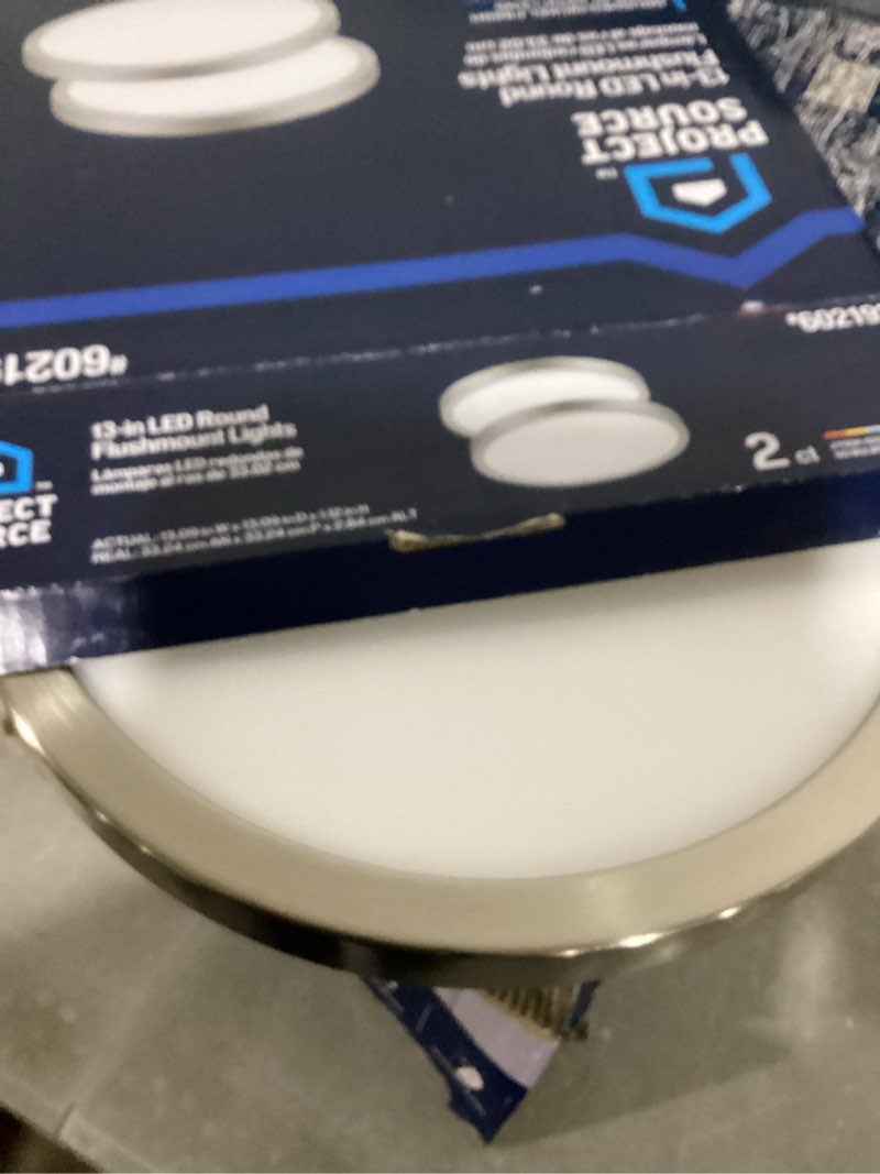Condition photo showing Good Condition for project source edge light 13-in brushed nickel outdoor 1 -light led tunable white flush mount light with plastic shade 2 -pack
