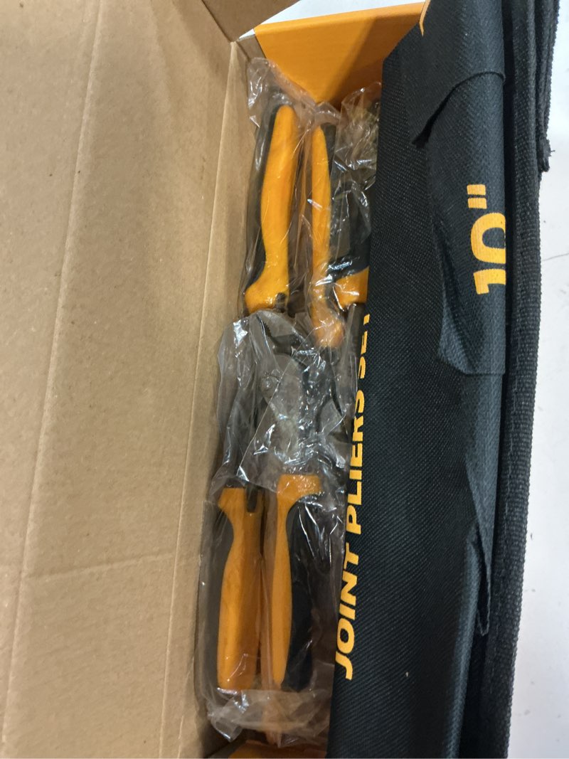 Condition photo showing New/Like New for ELEAD 4-Piece Groove Joint Pliers Set, 12/10/8/6 Inch Adjustable Water Pump Pliers with Tool Roll Bag, Tongue and Groove for Home Repair, Gripping, Nuts, Bolts, Pipe & Fittings
