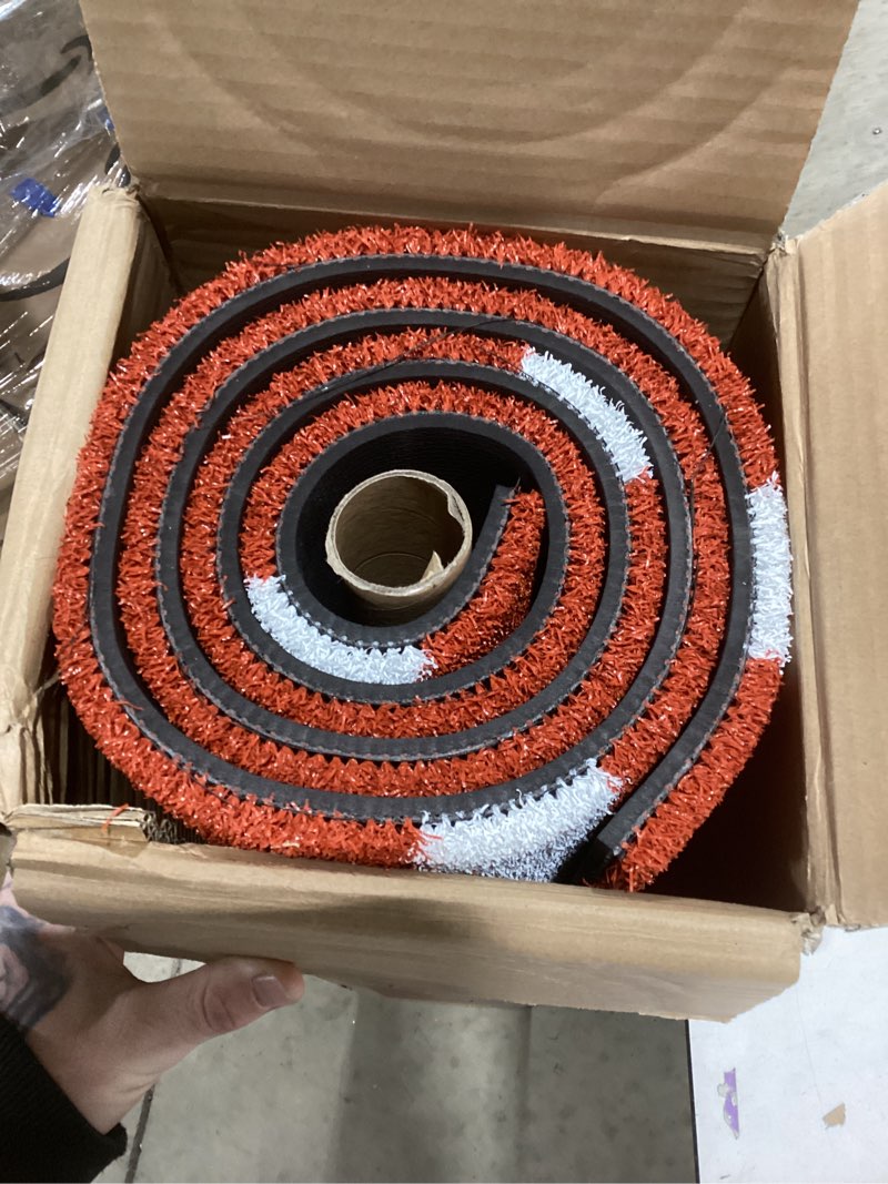 Condition photo showing As Is for Batting Mat Baseball Hitting Mat Baseball Batting Cage Mat 12' x 6' Regulation Size Turf Batters Box Mat with Home Plate and Anti Fade Turf for Baseball Softball Training Indoor and Outdoor 6 x 4 feet Clay