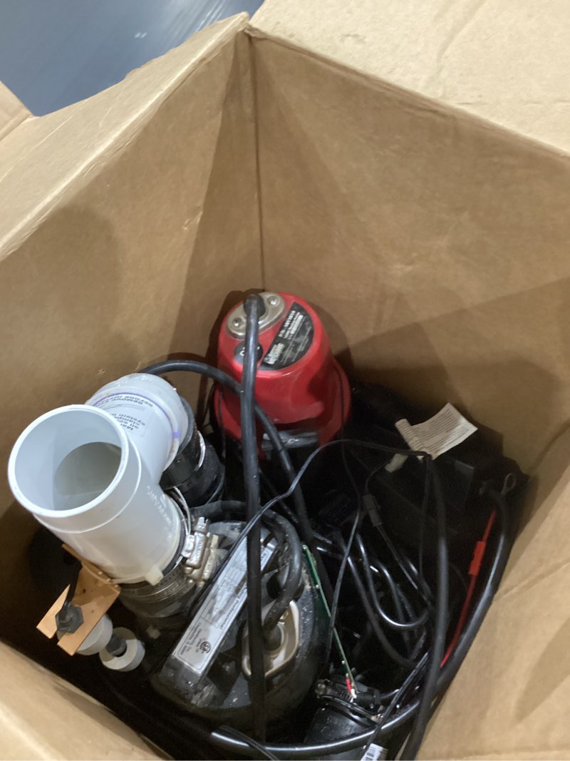 Condition photo showing As Is for basement watchdog 1/3-hp 115-volt 62-gpm cast iron submersible sump pump