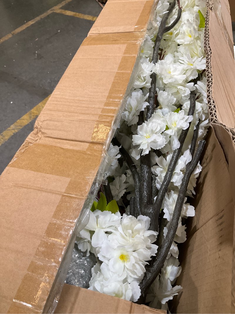 Condition photo showing Good Condition for 7.2ft tall artificial white cherry blossom tree indoor decor, fake silk flower cherry tree plant outdoor, faux flowering tree christmas new year home decor white-ap19