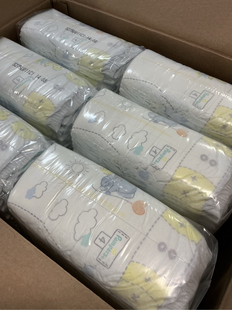 Condition photo showing Good Condition for pampers swaddlers diapers, size 4 (15-34 lbs), 150 count, absorbent, keeps baby dry and comfortable, skin safe disposable baby diaper (packaging may vary) size 4 150