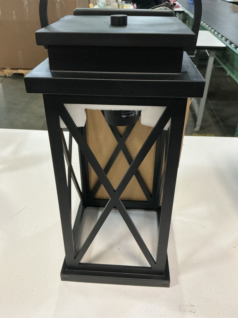 Condition photo showing As Is for quoizel saint elias 1-light 17.88-in h matte black outdoor wall light