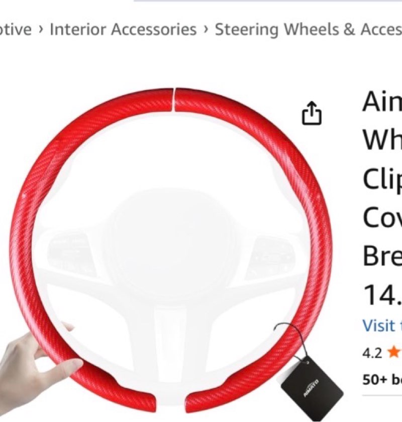 Aimato Car Steering Wheel Cover 2 Piece Non-Slip Clip on Microfiber Leather Steering Wheel Cover,Ultra-Thin Breathable,Universal Fit 14.5"-15" Wheel,Black Black Medium(Standard) Size[14.5"-15"]