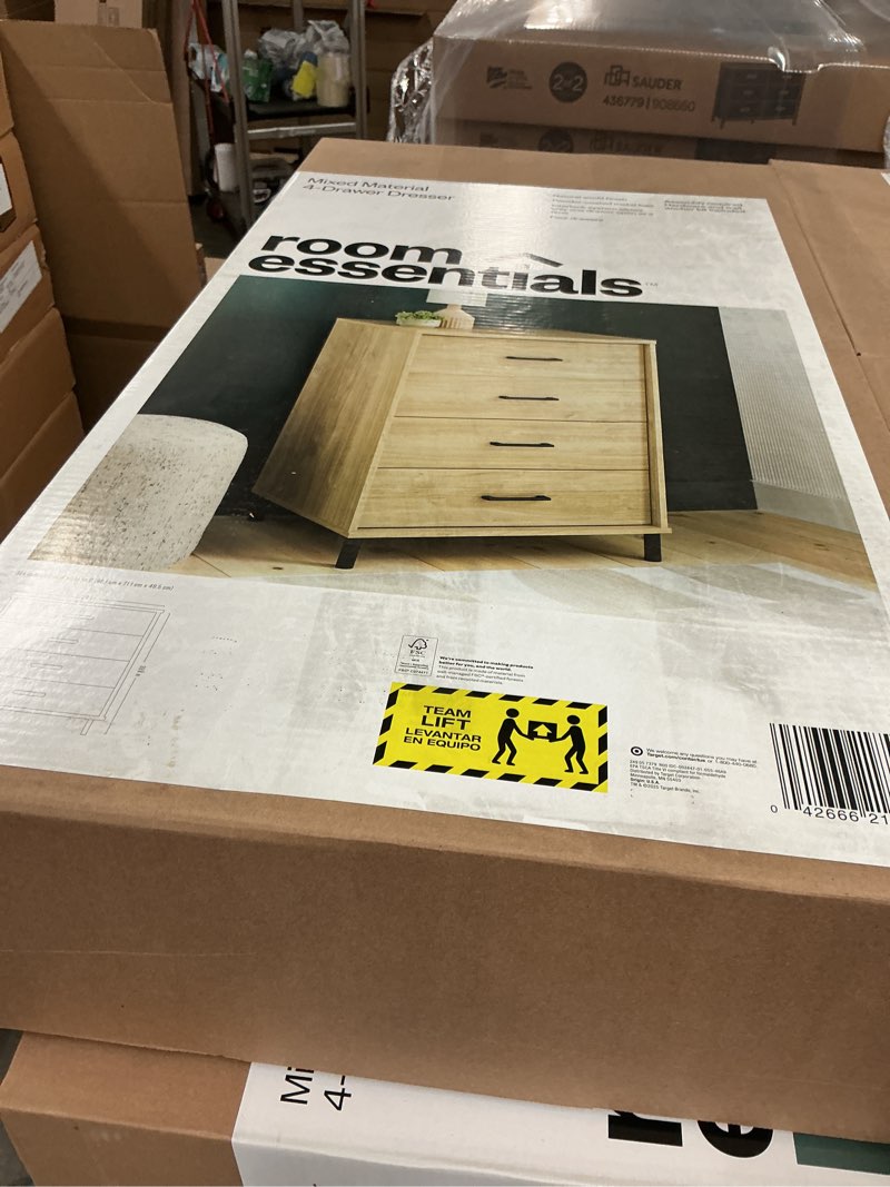Condition photo showing New/Like New for mixed material wood and metal 4 drawer dresser natural wood - room essentials™