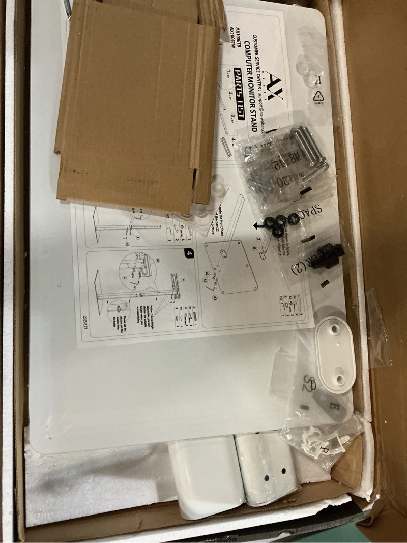 Condition photo showing Good Condition for ax waber universal floor tv stand with mount 70 degree swivel 9 level height adjustable and space saving design for most 27 to 65 inch lcd, led oled tvs, perfect for corner & bedroom white ax1006tw white floor tv stand