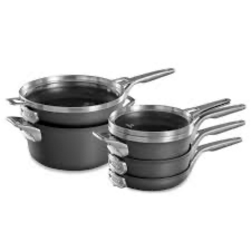 Calphalon Premier Space-Saving Nonstick Cookware Set, 8-Piece, Stackable, Hard-Anodized Aluminum