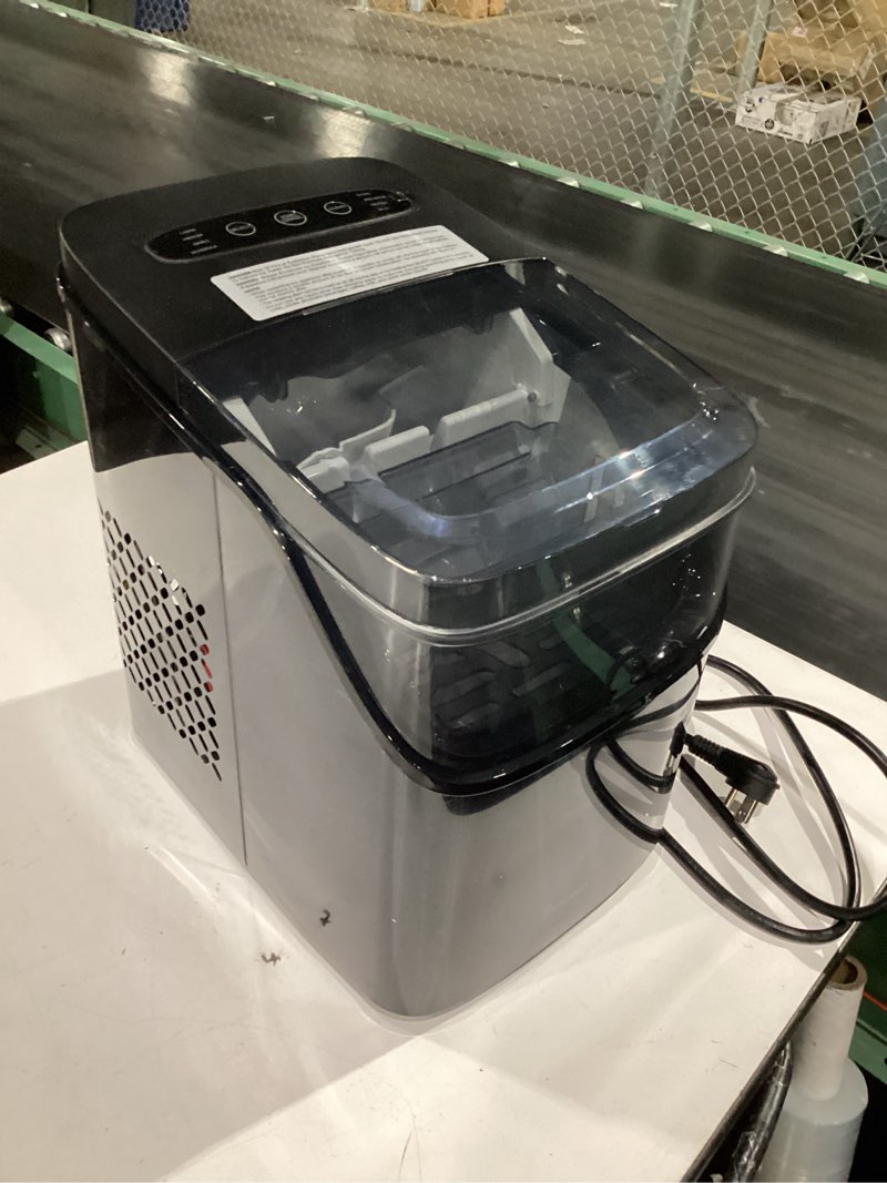 Condition photo showing New/Like New for goveelife smart ice maker countertop, portable ice machine with voice control, 9 ice cubes in 6 minutes 3 sizes, 26lbs/24hrs, self cleaning rgb lights, quiet ice maker with scoop for kitchen black