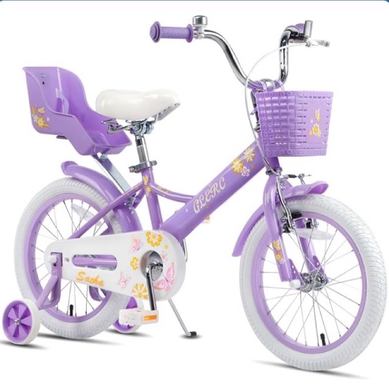 Glerc Sasha Girls Bike, 12-20 Inch Kids Bike for Children Ages 2-13 Years, Kids Bicycle with Doll-Seat & Basket & Training Wheels, Multiple Colors