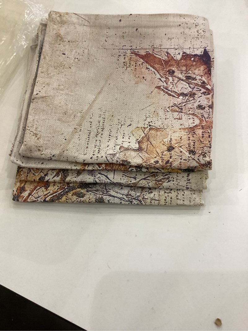 Condition photo showing Good Condition for Fall Pillow Covers - 18x18, Rustic Maple Leaves Harvest Linen Throw Pillow Covers Set of 4, Farmhouse Autumn Thanksgiving Gifts for Home Room Bedroom Fall 18" x 18" (Pack of 4)