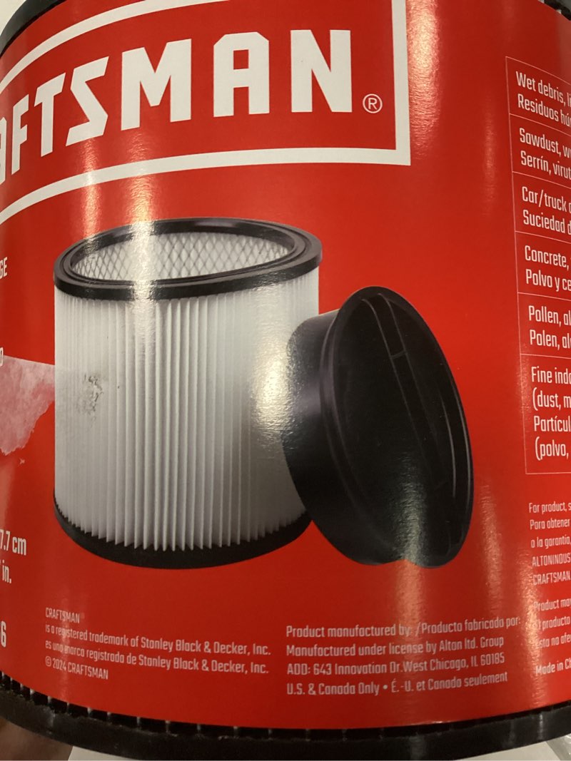 craftsman reusable large wet/dry shop vacuum cartridge filter