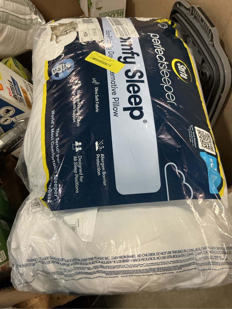 Condition photo showing New/Like New for serta perfect sleeper comfy sleep eco-friendly bed pillow, 2 pack, queen size