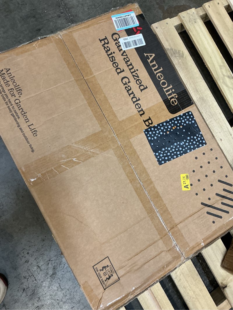 Condition photo showing Good Condition for a anleolife l-shaped galvanized raised garden beds outdoor,74x74x18in large metal planter box for planting vegetables flowers herb, anti-rust & easy-setup, antique white 74x74x18in l shape-antique white
