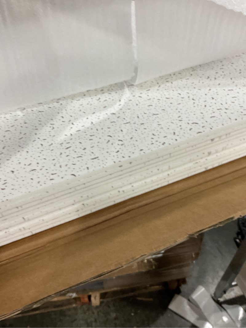 Condition photo showing New/Like New for Art3d Acoustic Drop Ceiling Tiles 2ft x 4ft, 10-Pack Waterproof Polyester Ceiling Panels for Office Basement Kitchen Recording Room, Reusable,Covers 80 Sq.Ft, White Stucco Printing 2ft x 4ft White Stucco Printing 24*48 10pcs