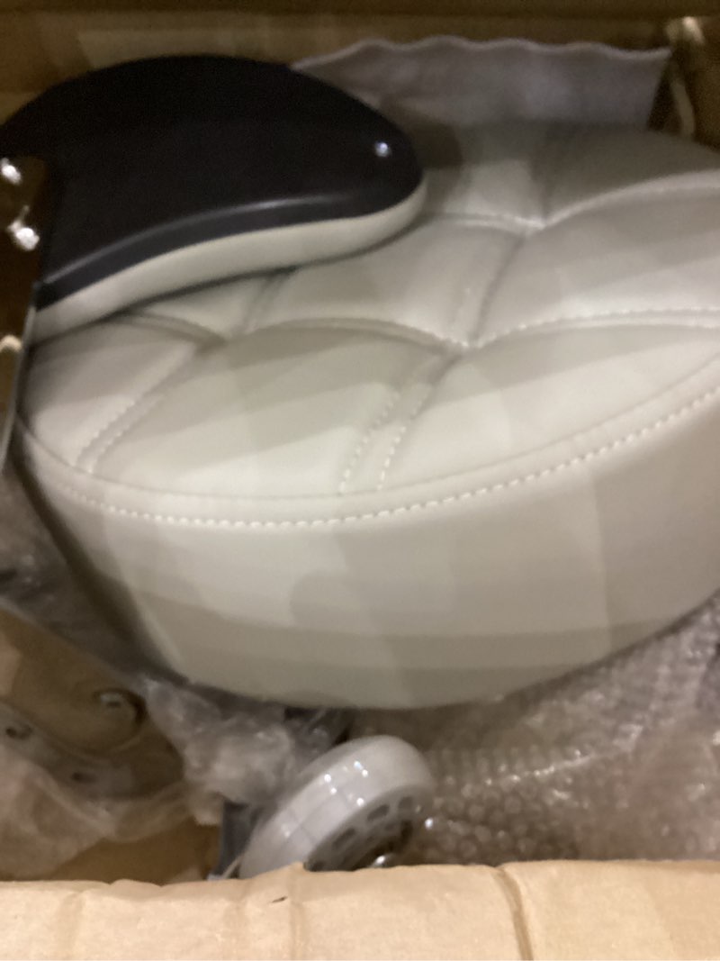 Condition photo showing As Is for Kaleurrier Swivel Stool Chair Adjustable Height,Heavy Duty Hydraulic Rolling Metal Stool for Kitchen,Salon,Bar,Office,Massage (with Back Rest) (Grey)