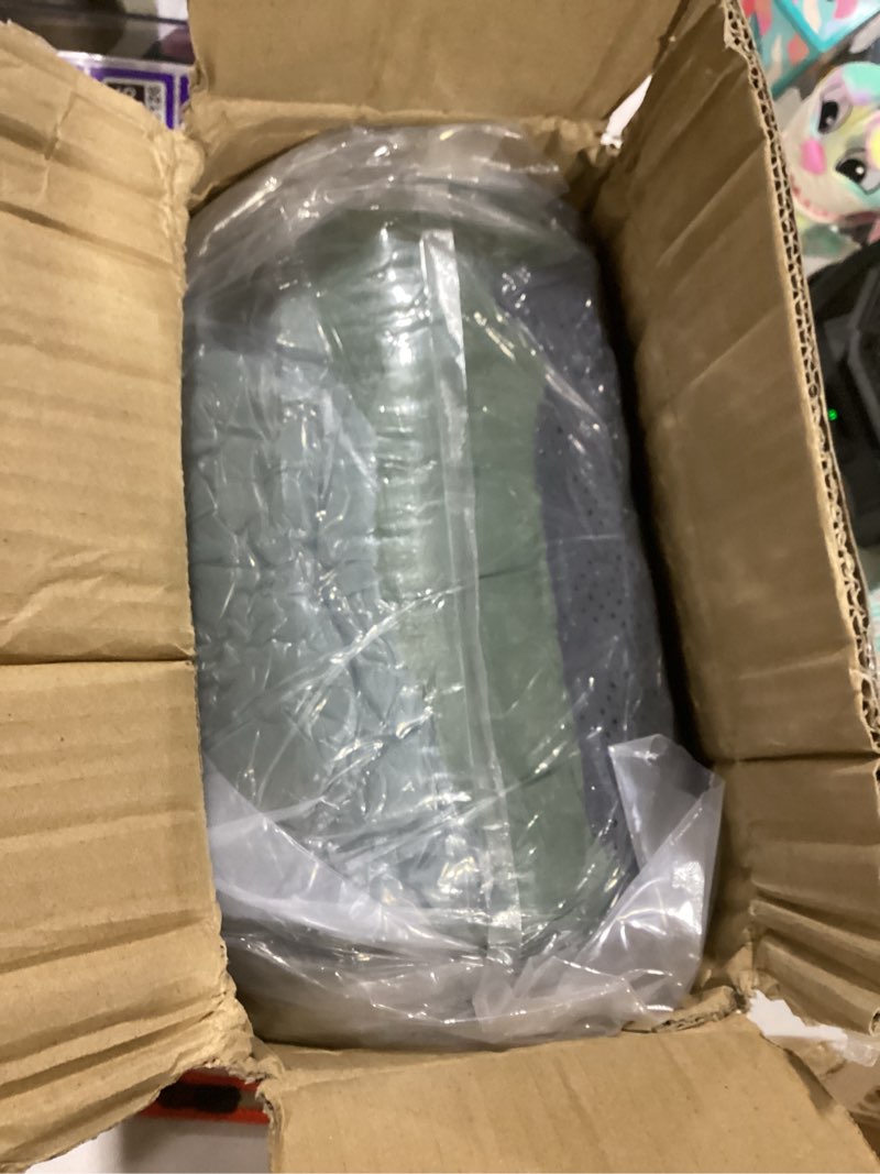 Condition photo showing New/Like New for higogogo round stuffed pouf ottoman, corduroy poufs with high-density foam filling, furry and fluffy pouf foot stool storage ottoman, 20 x 15 floor poufs foot rest for living room, green 20"d x 20"w x 15"h green