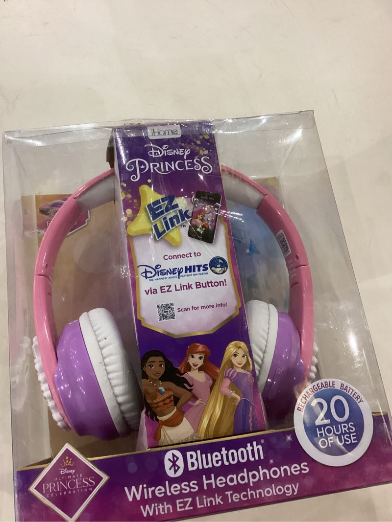ekids disney princess bluetooth headphones with ez link, wireless headphones with microphone and aux