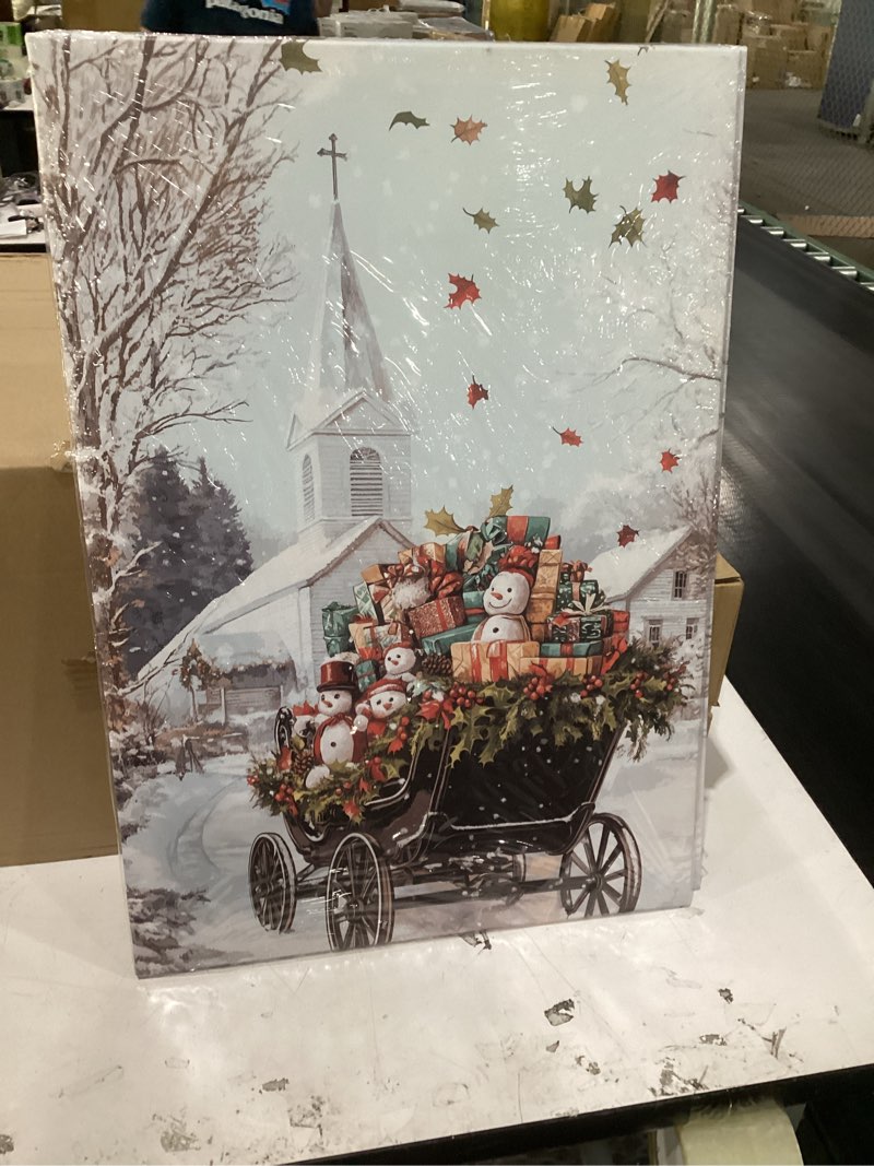Condition photo showing Good Condition for church canvas wall art christmas winter evening poster prints winter church wall canvas painting for apartment office decor?winter-3,16x24inch (40x60cm) winter-3 16x24inch (40x60cm)