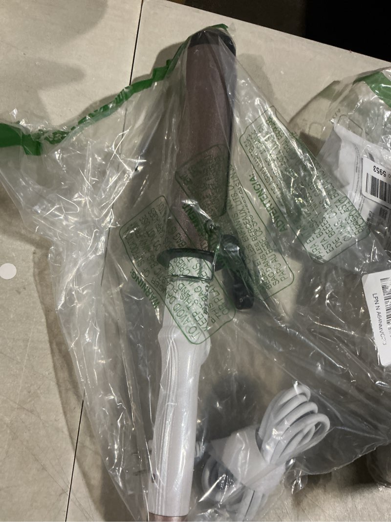 Condition photo showing As Is for hoson 2 inch curling iron large barrel, long barrel curling wand dual voltage, ceramic tourmaline coating with lcd display, glove include 2 inches