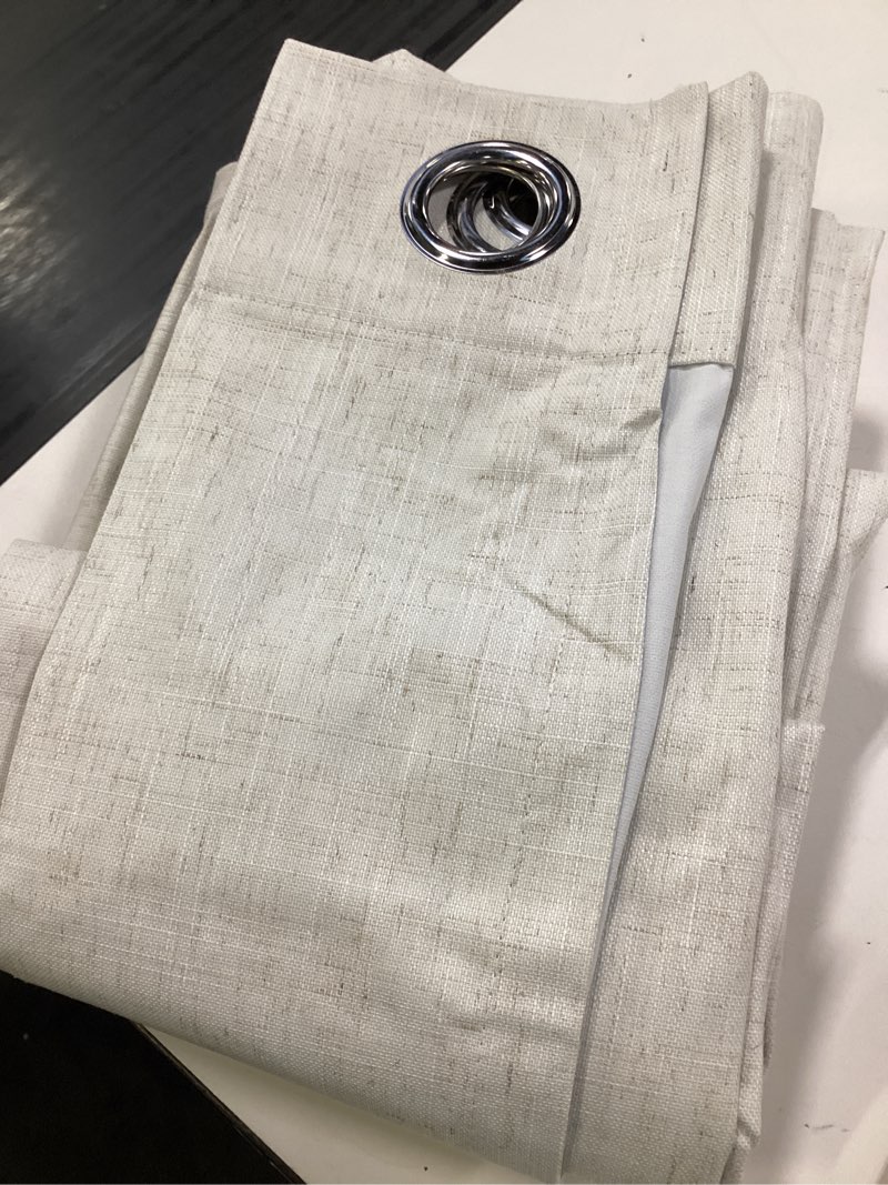Condition photo showing Good Condition for chrisdowa linen blackout curtains 63 inch length 100% blackout curtains thermal insulated room darkening grommet window treatment drapes for bedroom farmhouse 2 panels, natural linen 52" w x 63" l natural linen 52"w x 63"l (pack of 2)