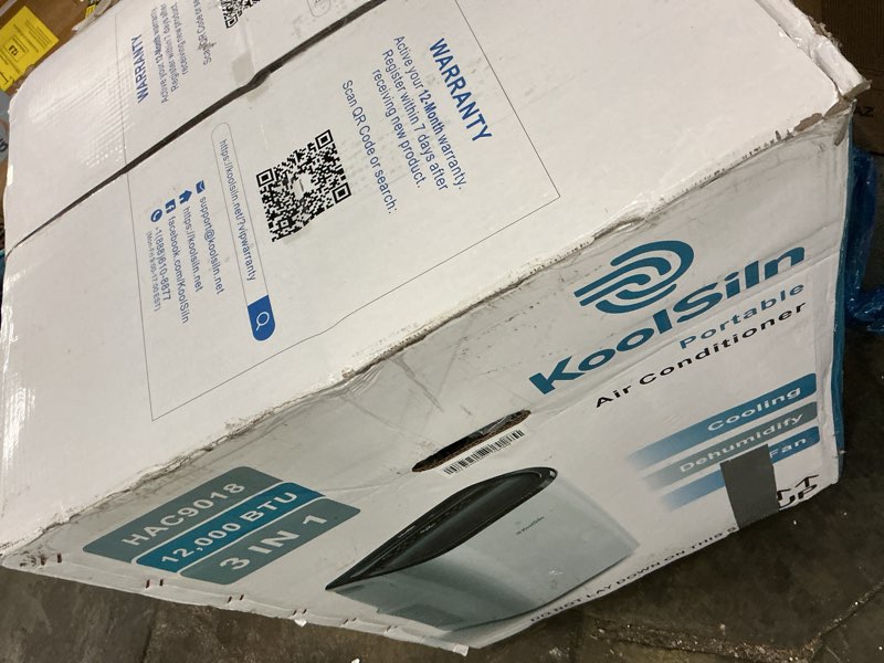 Condition photo showing Good Condition for 12,000 btu portable air conditioner cools up to 550 sq.ft, auto-evaporation low noise portable ac unit with remote control fits for large room, office, garage, white 12000.0 british thermal units