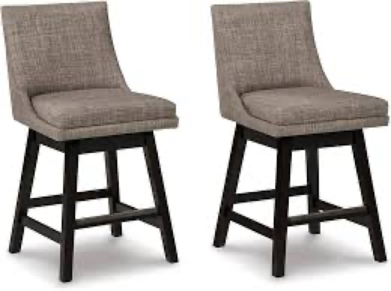 Signature Design by Ashley Tallenger 25" Upholstered Swivel Counter Height Barstool, 2 Count, Light 