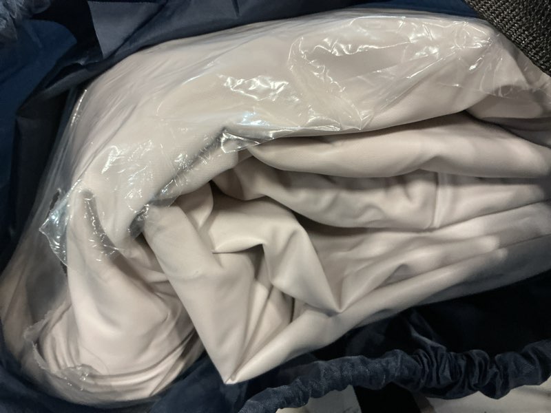 Condition photo showing As Is for intex twin size air mattress, 18in height, built-in pump, dura-beam deluxe comfort-plush - portable inflatable blow-up bed for camping, travel, guests 18" grey twin