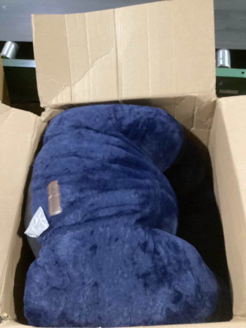 Condition photo showing Good Condition for maxyoyo kids bean bag chair, floral shaped bean bag sofa, plush faux fur toddler couch with petal backrest for boys girls, stuffed cozy sofa for nursery, bedroom, grey
