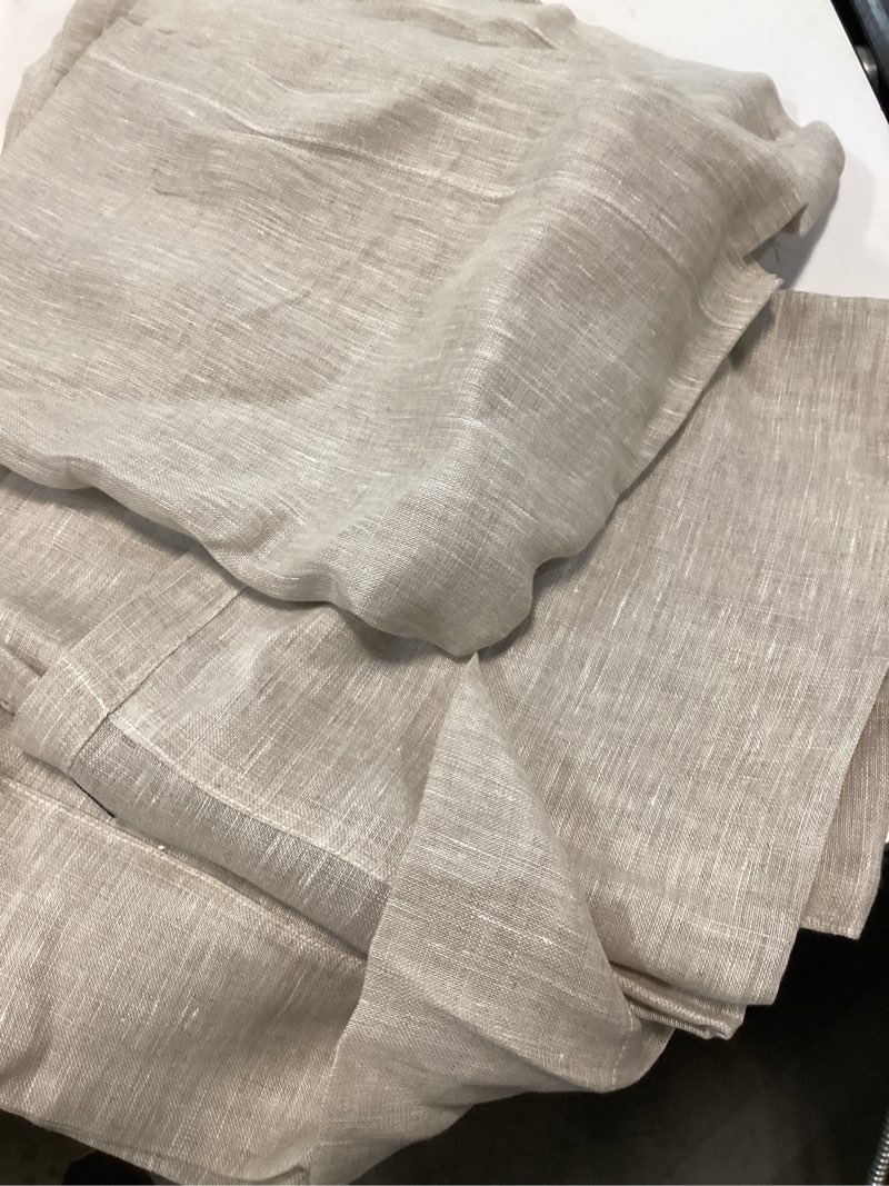 Condition photo showing Good Condition for european linen sheer curtain set (set of 2), 48x96, flax