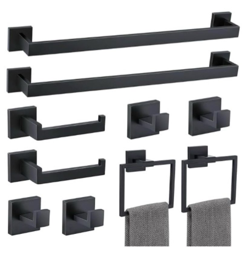 10-Piece Bathroom Hardware Accessories Set - Brushed Gold Towel Bar, Holder & Racks - SUS304 Stainless Steel - Wall Mounted, 23.6-Inch Gold 10 Pieces