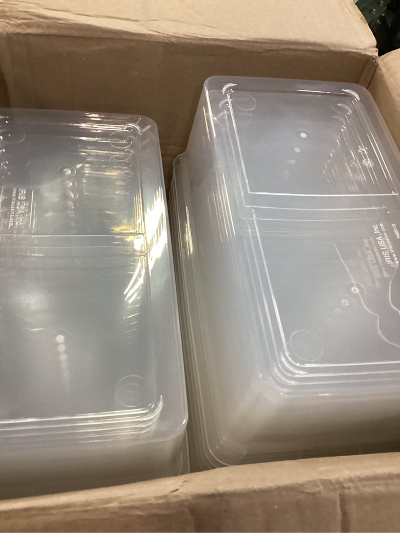 Condition photo showing As Is for IRIS USA 20-Pack Storage Bins with Lids, 6 Quart, Shoe Boxes Clear Stackable Containers Organize Shoes Closet Shelves, Classroom Organization Teacher Tools, Game Storage - BPA-Free Plastic 6 Qt. - 20 Pack