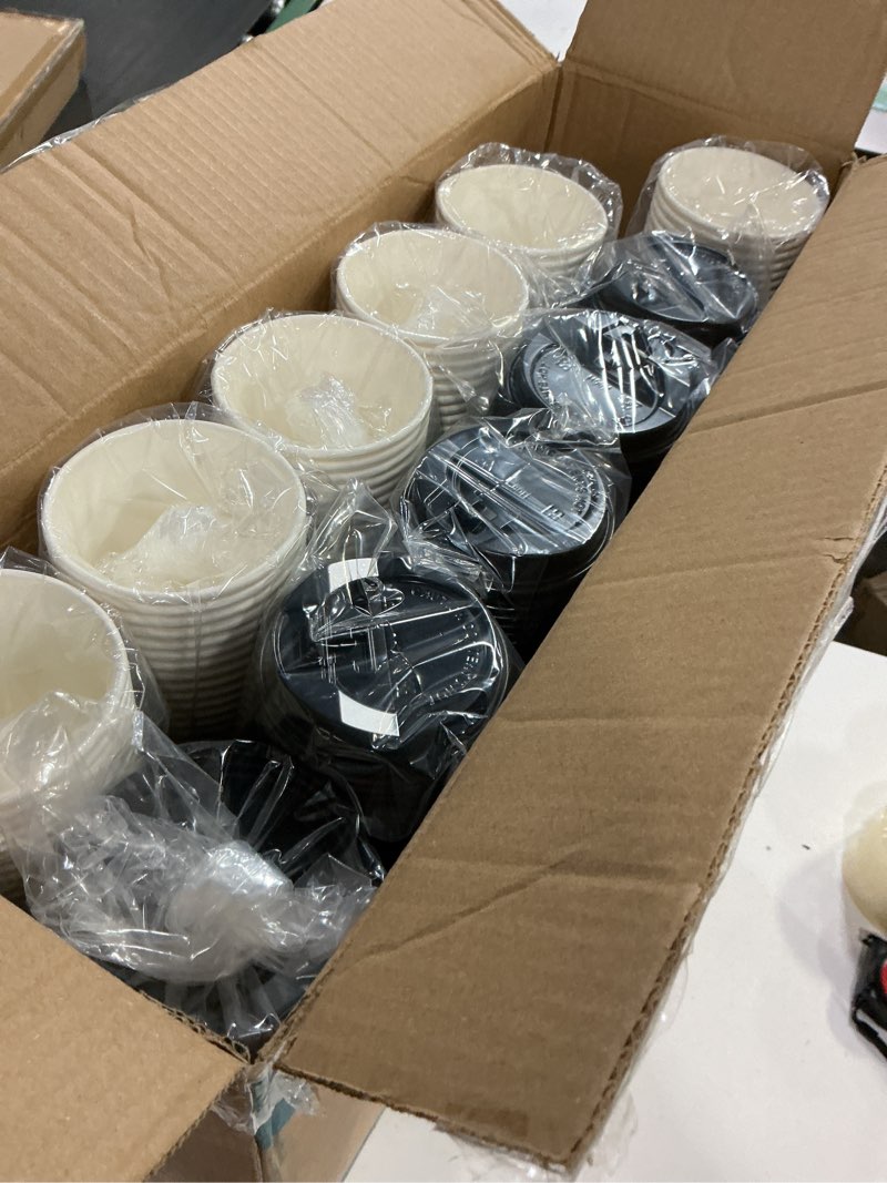 Condition photo showing New/Like New for vplus 500 pack 8 oz paper coffee cups, disposable 8 oz coffee cups with lids, cold/hot drinking, for home, traveling, stores, office, and events white 500 count (pack of 1)
