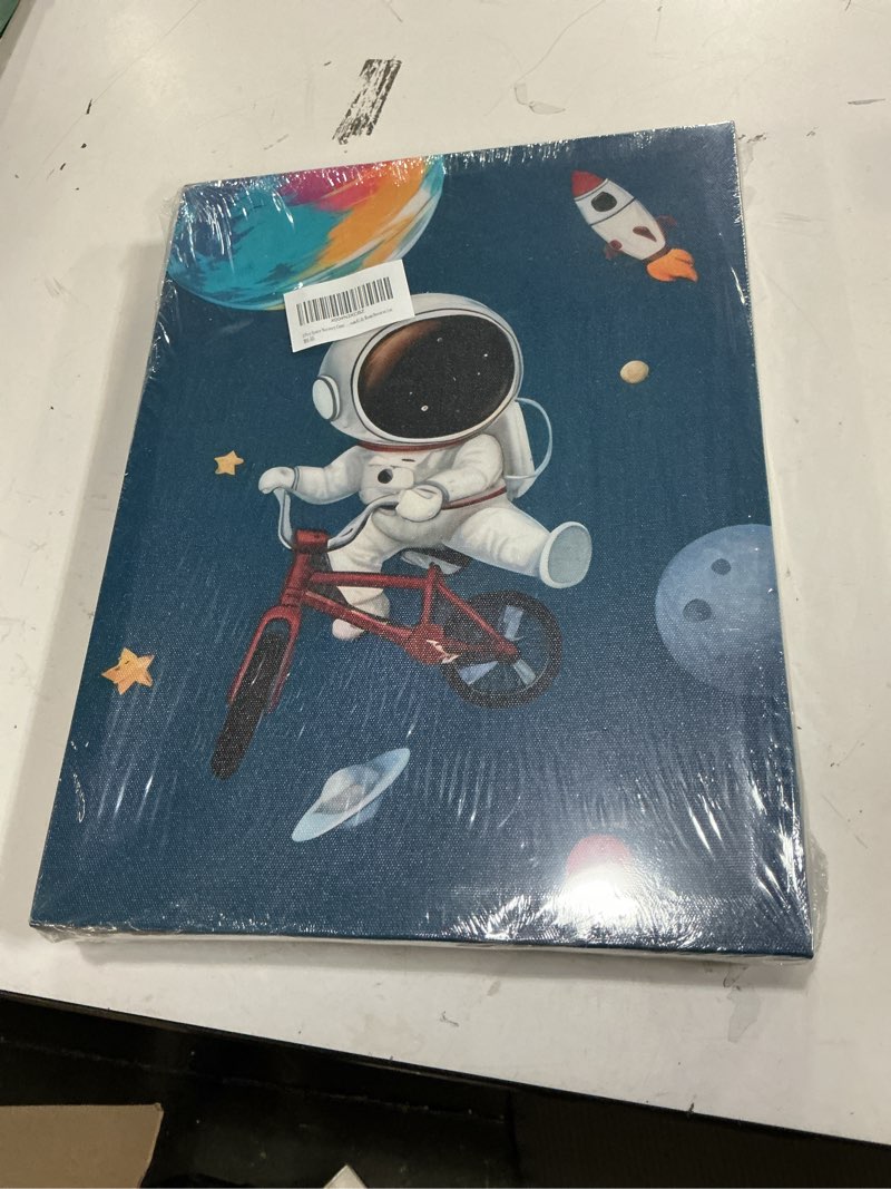 Condition photo showing New/Like New for 3 Pcs Space Nursery Canvas Wall Art Whimsical Outer Space Astronauts Kid Painting Pictures Wall Decor Poster Print Artwork for Boys Room Girls Room Kids Room Decoration Canvas 16L''x12W''