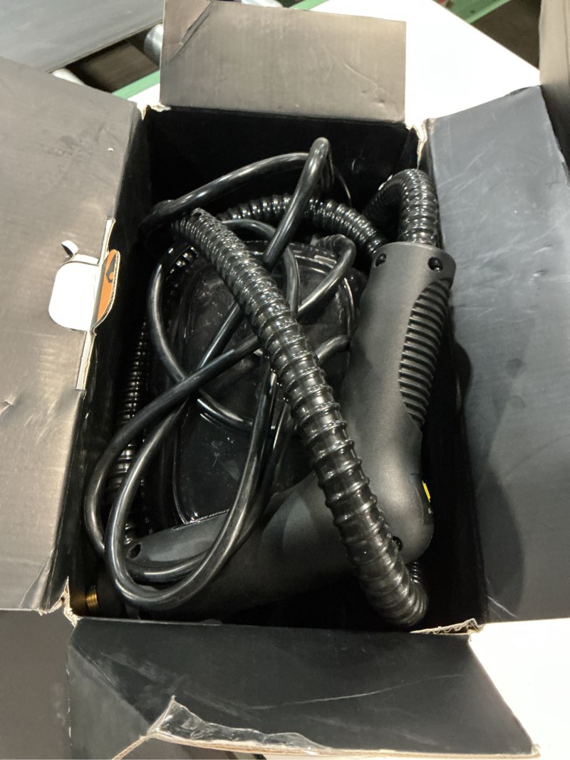 Condition photo showing As Is for gautye steam cleaner, 3-level adjustable handle, 15s heat-up, 1.69 quarts tank, portable steamer for cleaning with 15 pcs accessories, steam cleaner for home for dirt, grease, grout, tile,floor, car