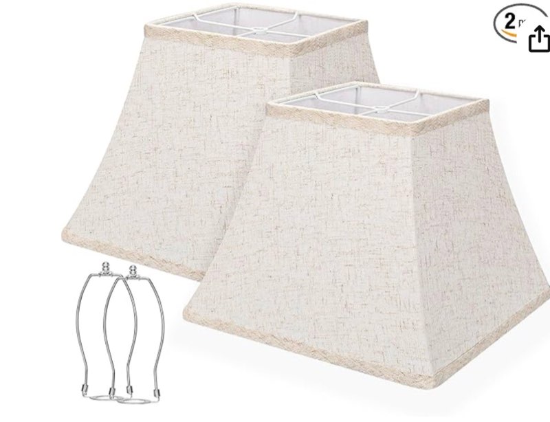 Square Bell Lamp Shades Set of 2, 7.5" x 13" x 10" Medium Beige Shade for Table Lamps Floor Lamps, F