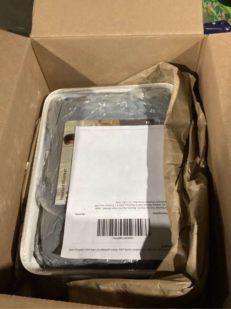 Condition photo showing Good Condition for Heated Blanket Full Size Electric Blanket, Faux Fur Heat Blanket, Super Soft Cozy Heating Blanket with 9 Heating Levels & 1-9 Hours Auto Off, Fast Heating & Overheat Protection, 72" x 84", Gray Gray Full 72" x 84"