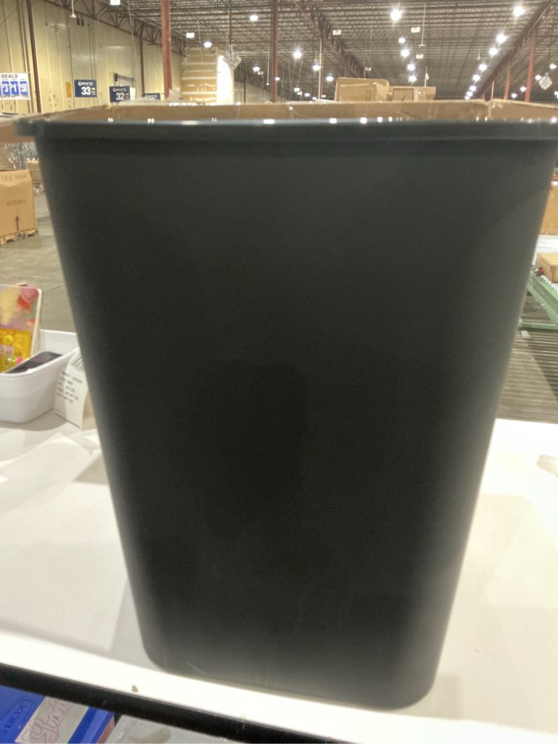 Condition photo showing Good Condition for amazon basics rectangular commercial office wastebasket, easy to clean, space-saving, 10 gallon, black black 10 gallon (pack of 1)
