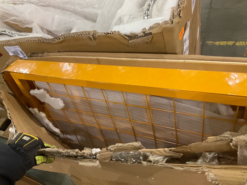 Condition photo showing As Is for 43"x45" Forklift Safety Cage & Man Basket, Heavy-Duty Work Platform, Secure Lift Basket for 2 Person