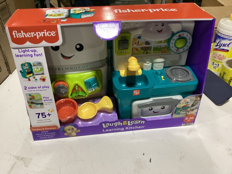 Condition photo showing New/Like New for fisher-price baby & toddler toy laugh & learn learning kitchen playset with music lights & 5 play pieces for kids ages 6+ months
