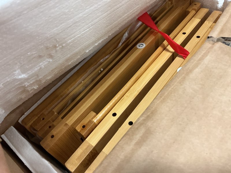Condition photo showing Good Condition for bamboo bathroom cabinet 2-door storage organizer with shelves-natural