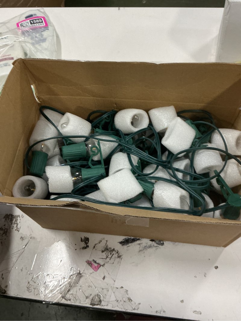 Condition photo showing Good Condition for 50 FT C9 LED Christmas Lights Outdoor With Clips, Large Bulb String Lights, Warm White Roofline Lights for House and Garden Xmas Decoration