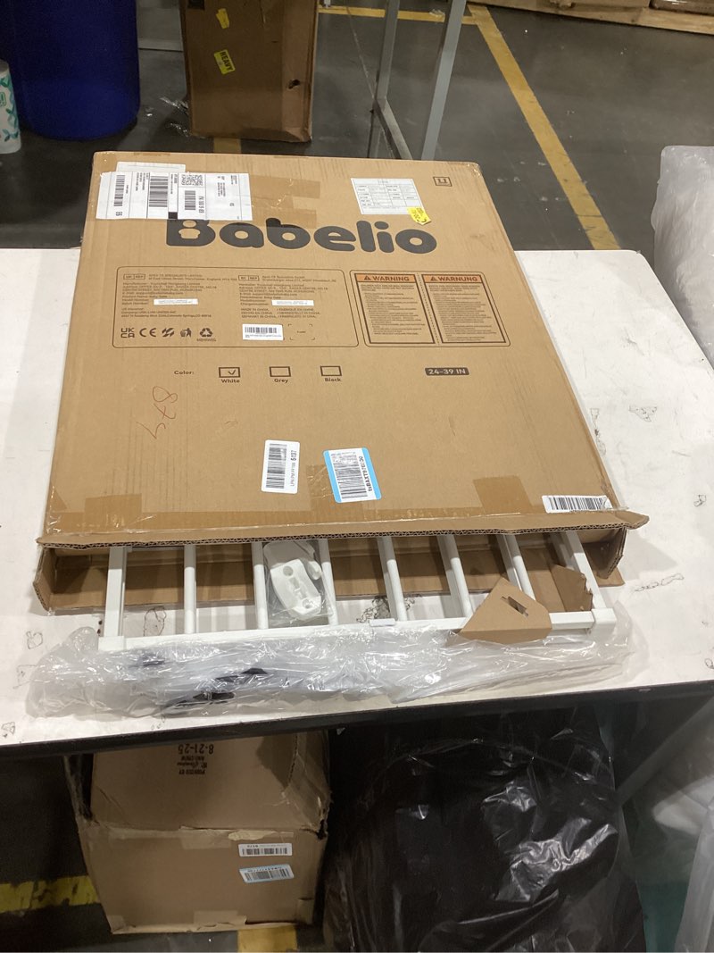 Condition photo showing Good Condition for babelio baby gate for stairs, kitchen & doorways, no bottom bar| easy installation| one-handed operation| auto-close| hardware mount (drill needed) safety dog gate (white - b17, 24-39" w, 28" h) white - b17 28" h, 24-39" w-compact