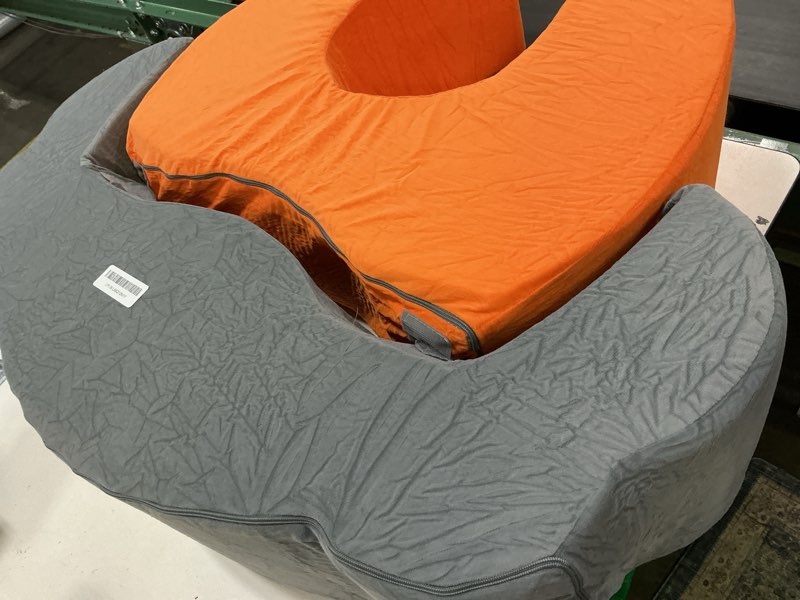 Condition photo showing Good Condition for KreyNa Sensory Chair for Kids, Dual-Function Sensory Soft Squeeze Seat Rocking Chair for Autism Boys and Girls, Calming Compression Sensory Rocker Seat, Sponge, Washable Cover, Grey and Orange Orange & Grey