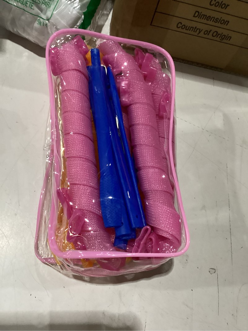 Condition photo showing New/Like New for 40pcs heatless spiral hair curlers for long hair - heatless curls overnight 22inch magic hair rollers no heat curlers for women kids pink&orange
