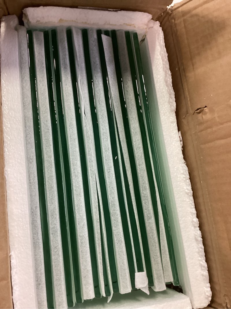 Condition photo showing Good Condition for light green glass subway tile water wave 3 x 12 inch for backsplash kitchen bathroom shower wall (16-pack, 4 sq.ft.) 3 x 12 inch light green water ripple-16 sheets